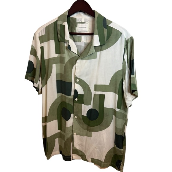 Denim & Flower Other - Denim & Flower | Green and White Casual Button Down Shirt | Sz L